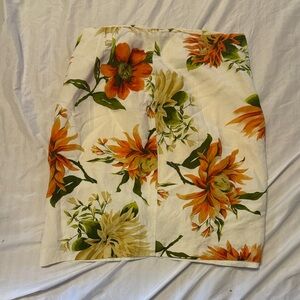 Premise Floral Mini Skirt - Orange and Green